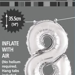 Unique 14" Number Foil Balloon - Number 8 (5 Colours)
