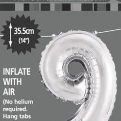 Unique Balloons 14" Number Foil Balloon - Number 9 (5 Colours)