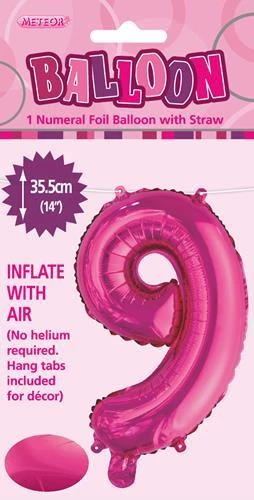 Unique Balloons 14" Number Foil Balloon - Number 9 (5 Colours)