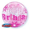 Balloons 22" Qualatex Birthday Star Burst Pink Bubbles Balloon