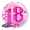 Balloons 22" Qualatex 18th Birthday Star Burst Pink Bubbles Balloon
