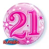 Balloons 22" Qualatex 21st Birthday Star Burst Pink Bubbles