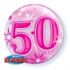 22" Qualatex 50th Birthday Star Burst Pink Bubbles Balloon Balloons