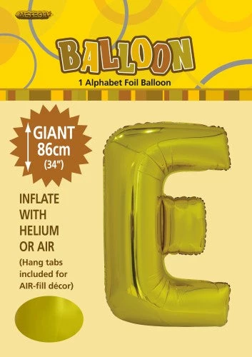 Unique Balloons 34" Meteor Jumbo Foil Balloon - Letter E (3 Colours)