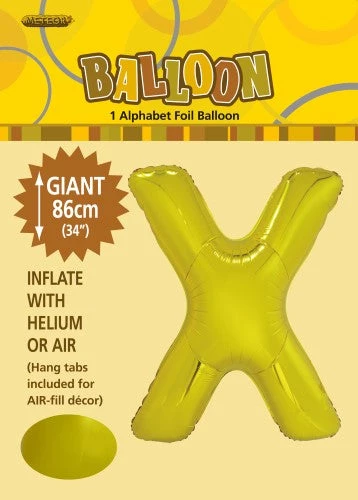 Unique 34" Meteor Jumbo Foil Balloon - Letter X (3 Colours)