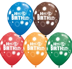 Everything Party 11" Qualatex Happy Birthday Polka Dots Assorted Colour Latex Balloon Balloons
