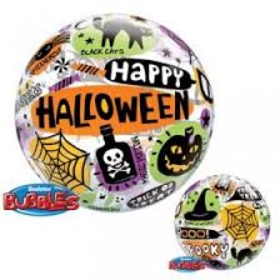 22" Qualatex Happy Halloween Messages & Icons Bubbles Balloon