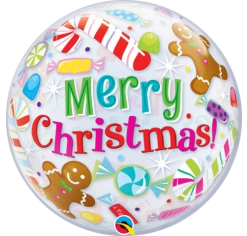 Qualatex Bubble 22" Merry Christmas Candles & Treats Balloon Balloons