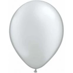 5" Qualatex Plain Latex Balloon - Round Metallic Silver