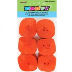 Unique 6pk Crepe Streamers - Orange General Decoration