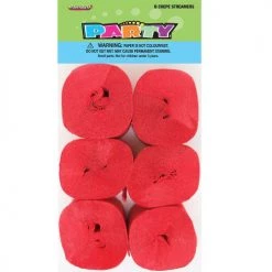 Unique 6pk Crepe Streamers - Red Australia Day