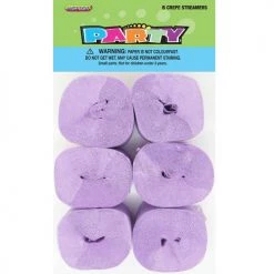 Unique 6pk Crepe Streamers - Lavender