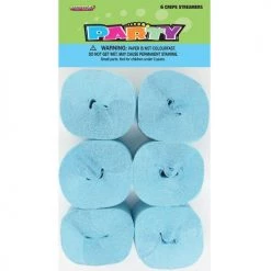 Unique 6pk Crepe Streamers - Light Blue