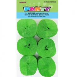 Unique 6pk Crepe Streamers - Lime Green Christmas