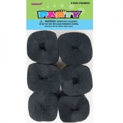 Unique 6pk Crepe Streamers - Black