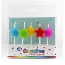 Everything Party 5pk Rainbow Mixed Star Candles All Birthday
