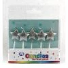 Everything Party All Birthday 5pk Glitter Silver Star Candles