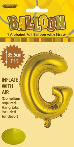 Unique 14" Alphabet Foil Balloon - Letter G (5 Colours)