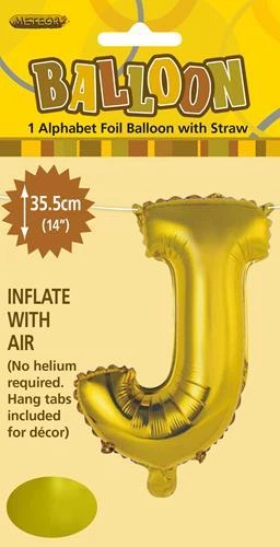 Unique 14" Alphabet Foil Balloon - Letter J (5 Colours)