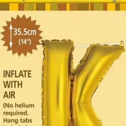 Unique 14" Alphabet Foil Balloon - Letter K (5 Colours)