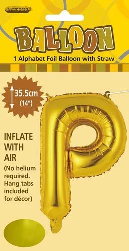 Unique 14" Alphabet Foil Balloon - Letter P (5 Colours)