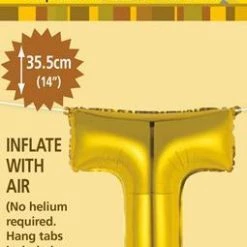 Unique 14" Alphabet Foil Balloon - Letter T (5 Colours) Balloons