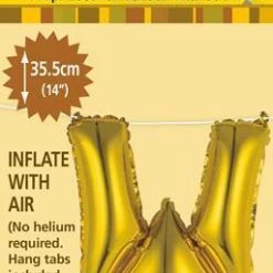 Unique Balloons 14" Alphabet Foil Balloon - Letter W (5 Colours)