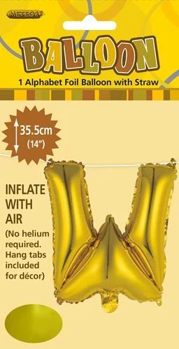 Unique Balloons 14" Alphabet Foil Balloon - Letter W (5 Colours)