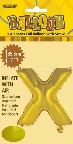 Unique Balloons 14" Alphabet Foil Balloon - Letter X (5 Colours)