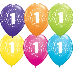 Everything Party Balloons 11" Qualatex 1st Birthday Tropical Assorted Colour Latex Balloon