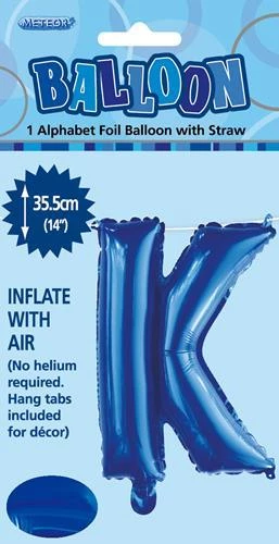 Unique 14" Alphabet Foil Balloon - Letter K (5 Colours)