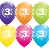 Everything Party 11" Qualatex 3rd Birthday Tropical Assorted Colour Latex Balloon Balloons