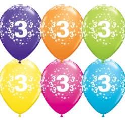 Everything Party 11" Qualatex 3rd Birthday Tropical Assorted Colour Latex Balloon Balloons