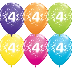 Everything Party Balloons 11" Qualatex 4th Birthday Assorted Colour Latex Balloon