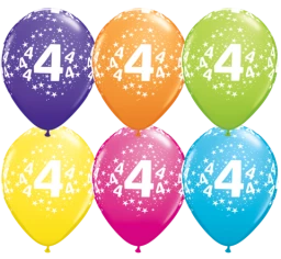 Everything Party Balloons 11" Qualatex 4th Birthday Assorted Colour Latex Balloon