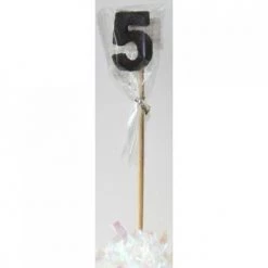 Everything Party Glitter Numeral Candle With Long Stick - Black All Birthday