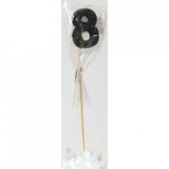 Everything Party Glitter Numeral Candle With Long Stick - Black All Birthday
