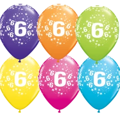 Everything Party 11" Qualatex 6th Birthday Assorted Colour Latex Balloon