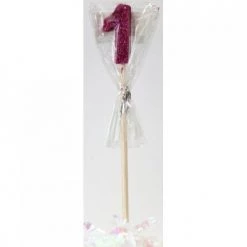 Everything Party Glitter Numeral Candle With Long Stick - Hot Pink All Birthday
