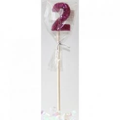 Everything Party Glitter Numeral Candle With Long Stick - Hot Pink All Birthday