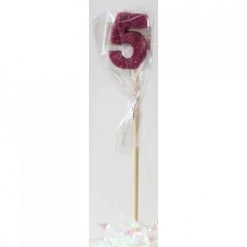 Everything Party Glitter Numeral Candle With Long Stick - Hot Pink All Birthday