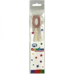 Everything Party Glitter Numeral Candle With Long Stick - Rose Gold All Birthday