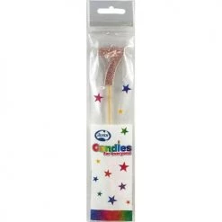 Everything Party Glitter Numeral Candle With Long Stick - Rose Gold All Birthday