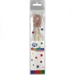 Everything Party Glitter Numeral Candle With Long Stick - Rose Gold All Birthday