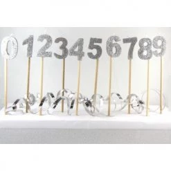 Everything Party Glitter Numeral Candle With Long Stick - Silver