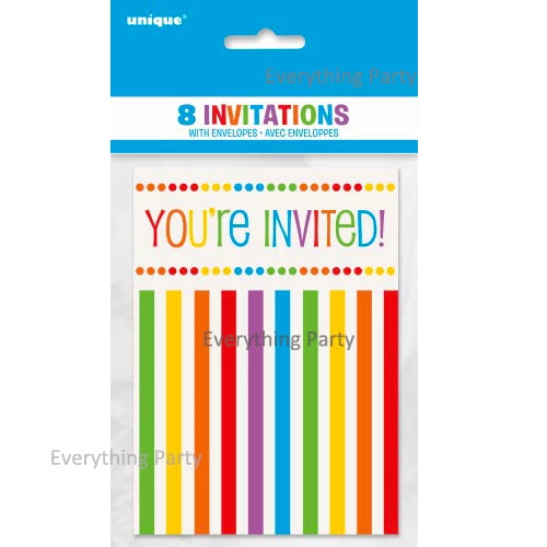 Everything Party All Birthday 8pk Rainbow Birthday Invitation