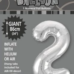 Unique 34" Jumbo Number Foil Balloon - Number 2 ( 11 Colours ) Balloons