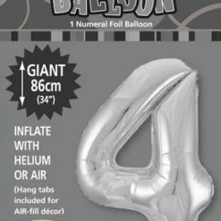 Unique Balloons 34" Jumbo Number Foil Balloon - Number 4 ( 11 Colours )