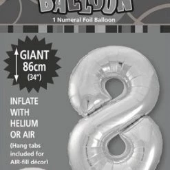 Unique 34" Jumbo Number Foil Balloon - Number 8 ( 11 Colours )