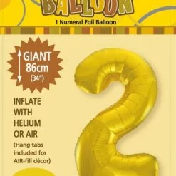 Unique 34" Jumbo Number Foil Balloon - Number 2 ( 11 Colours ) Balloons